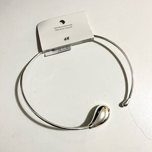 H&M  Silver Rigid Teardrop Open Necklace
